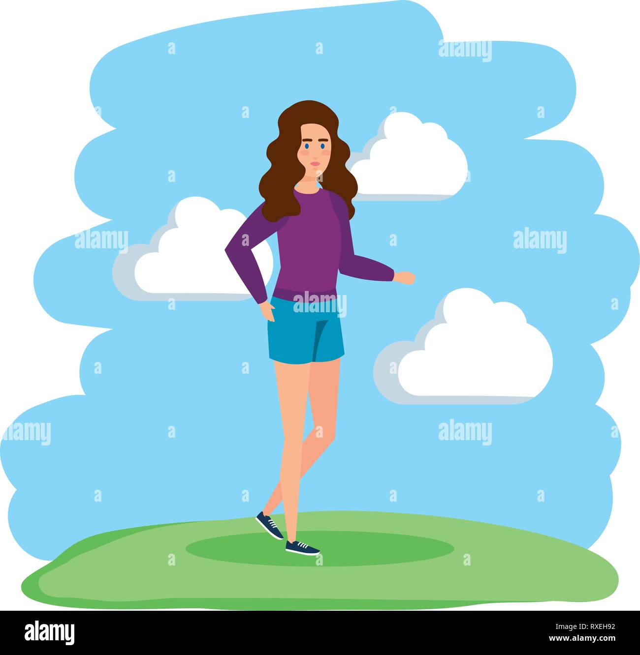 beautiful and young woman character Stock Vector Image & Art - Alamy