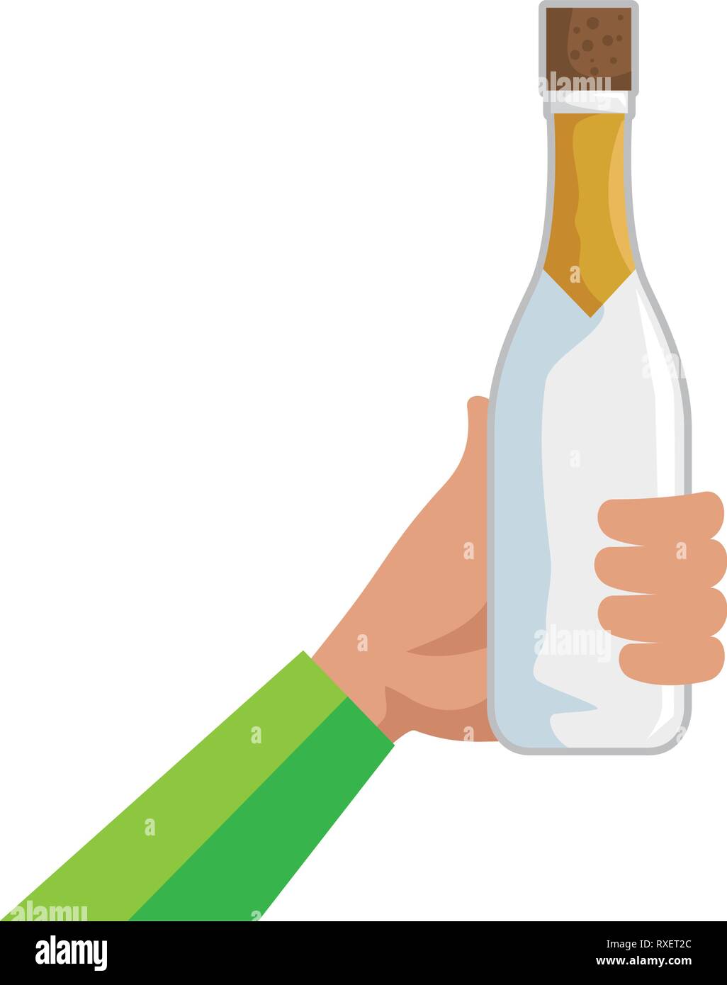 hand with champagne bottle Stock Vector Image & Art - Alamy