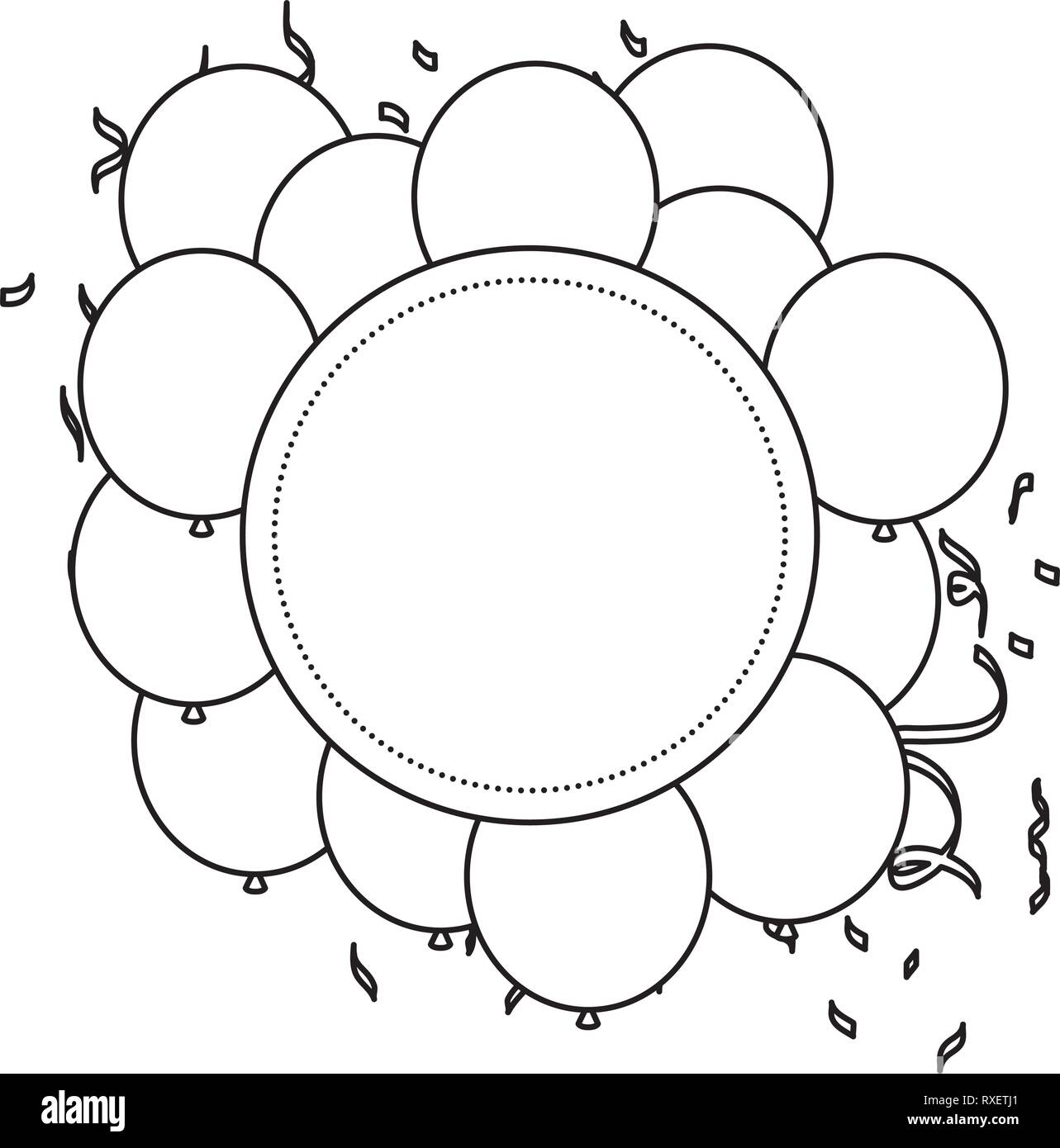 circular frame with balloons helium floating Stock Vector Image &amp; Art ...