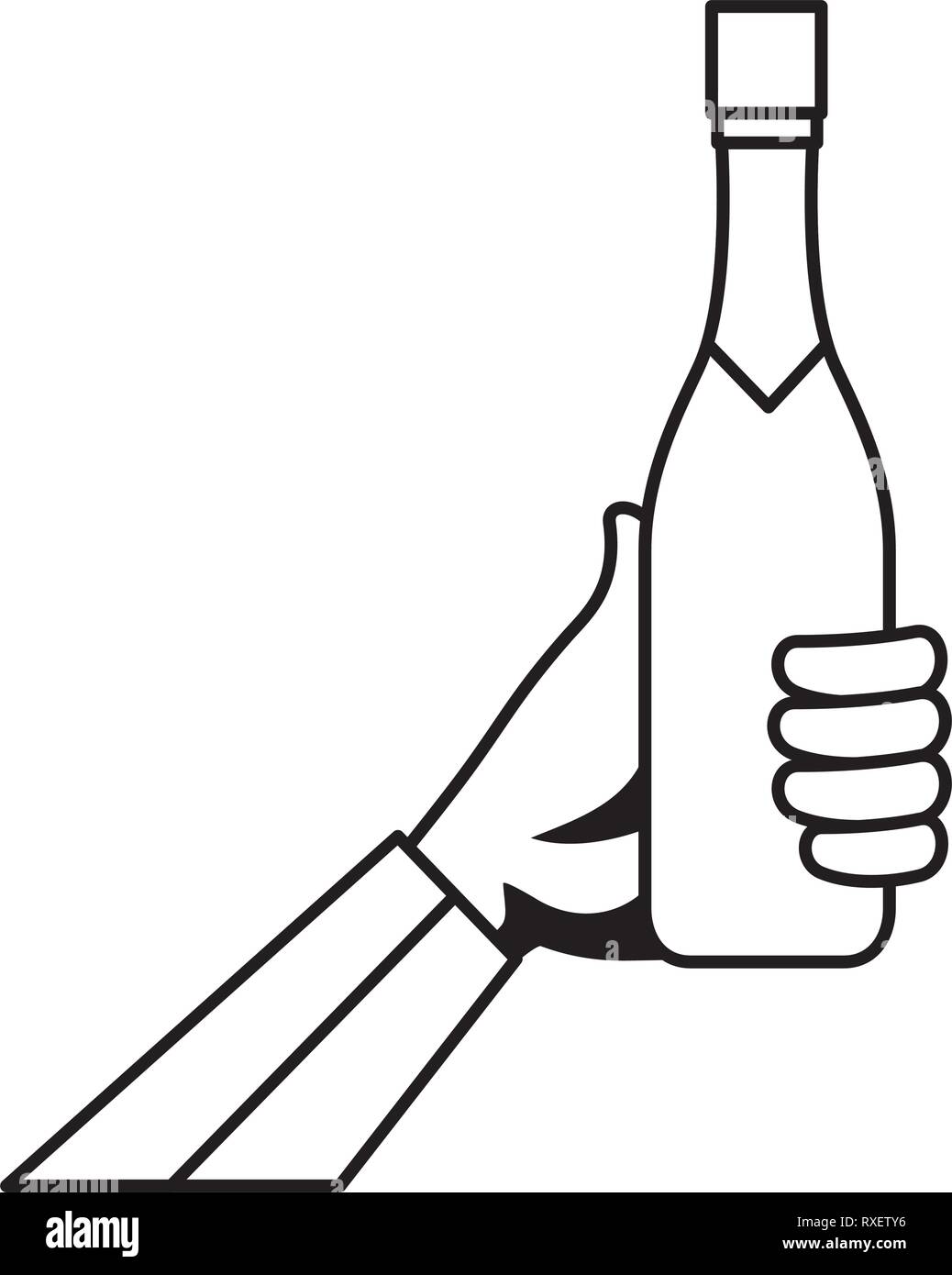 hand with champagne bottle Stock Vector Image & Art - Alamy