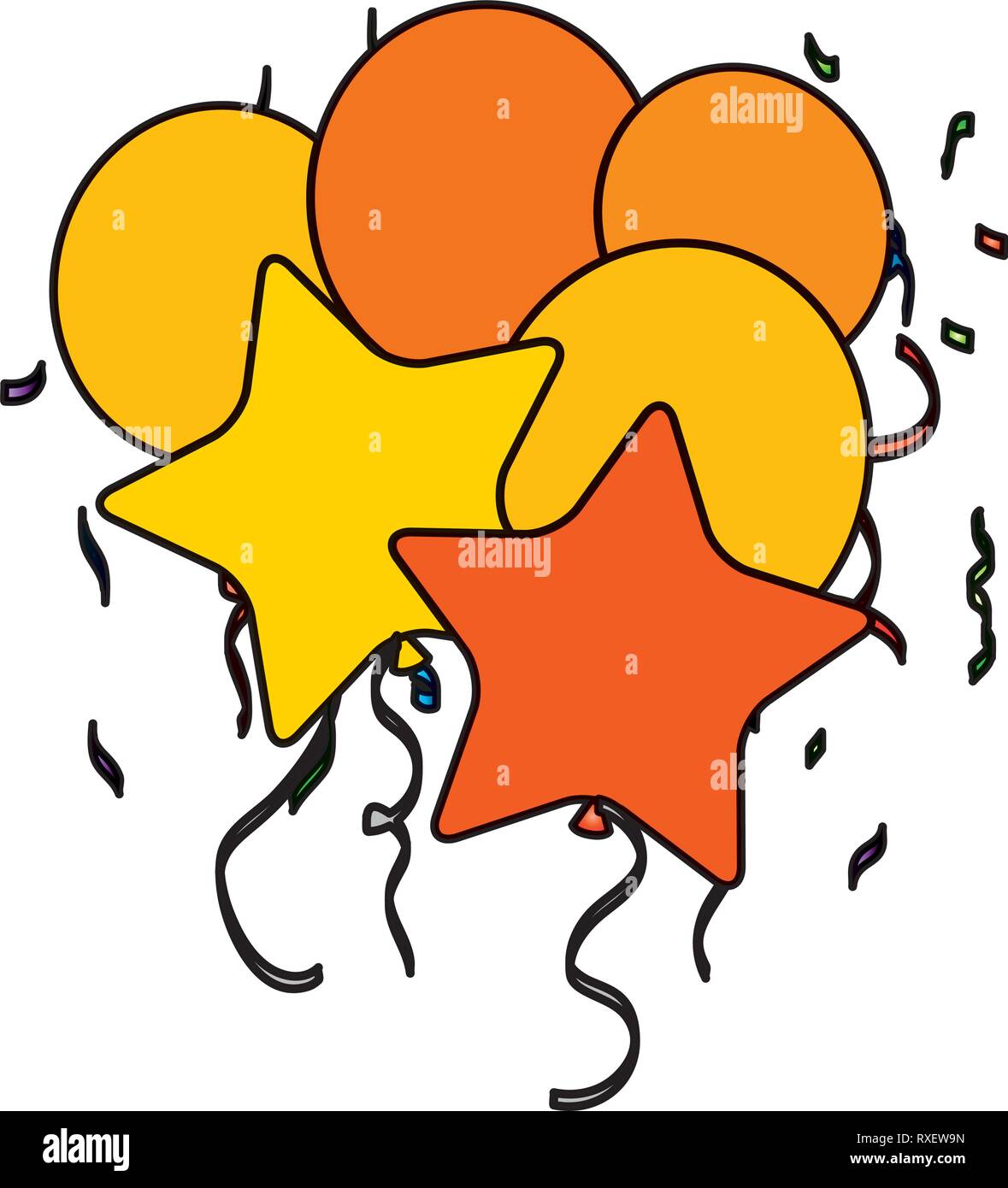 balloons helium floating with confetti frame Stock Vector Image & Art ...
