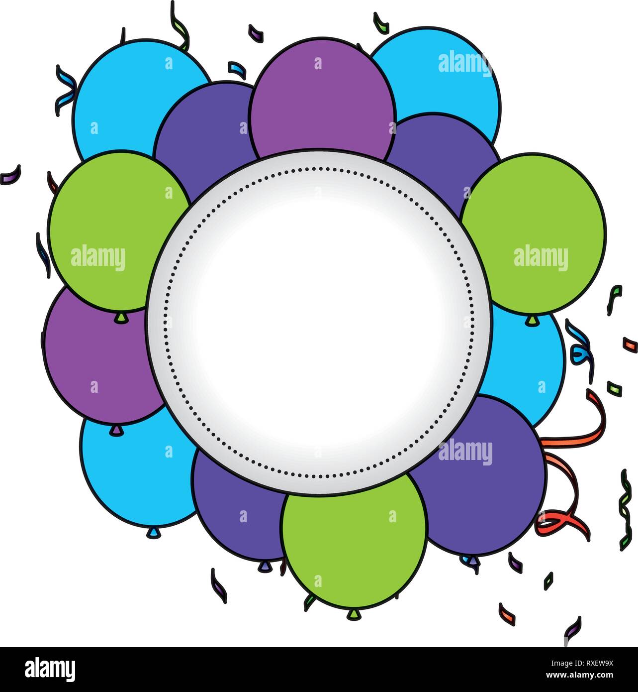 circular frame with balloons helium floating Stock Vector Image & Art ...