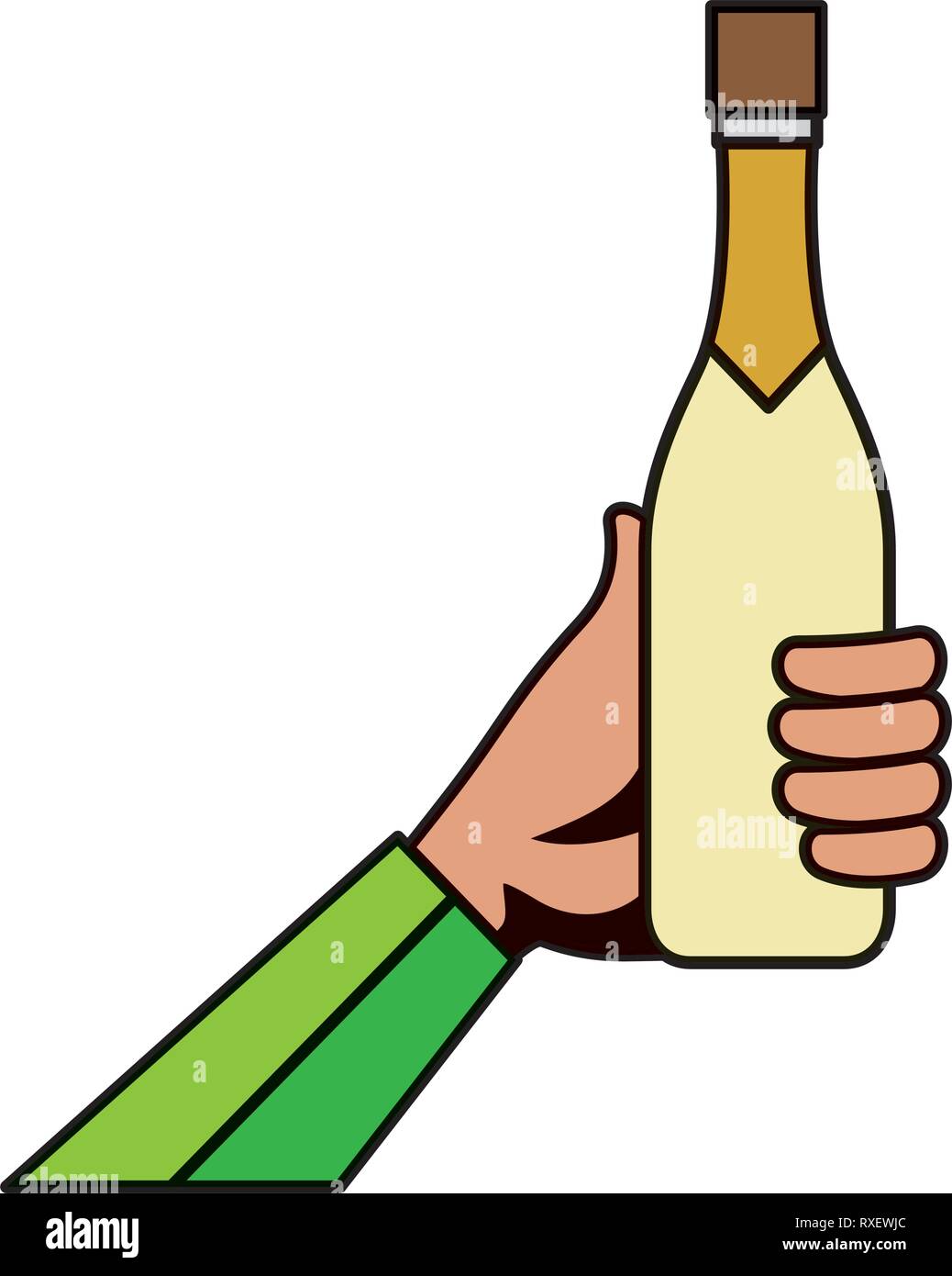 hand with champagne bottle Stock Vector Image & Art - Alamy