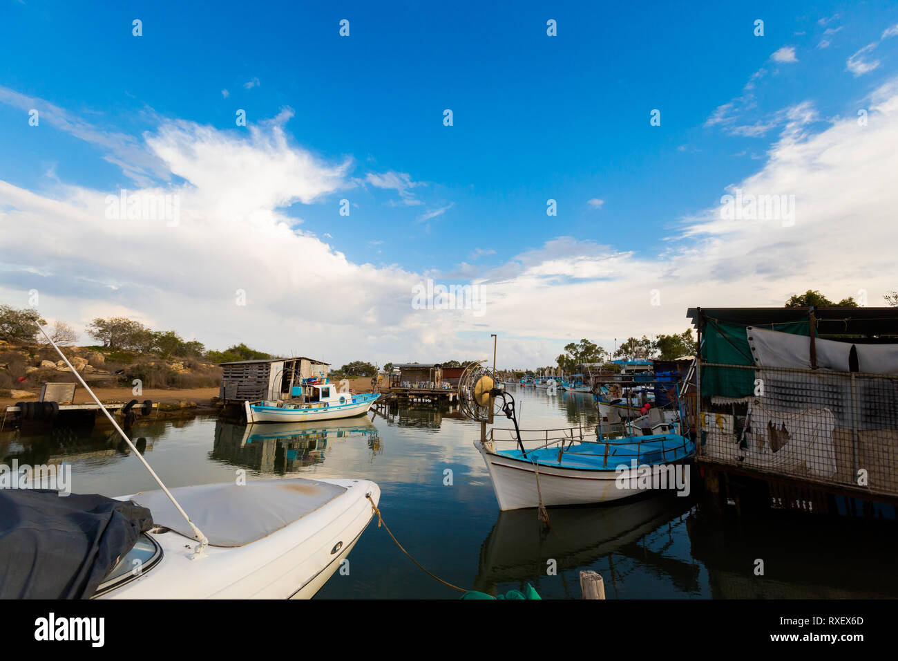 Beautiful Potamos fishing village on Cyprus. Landscape taken on Cyprus island. Stock Photo