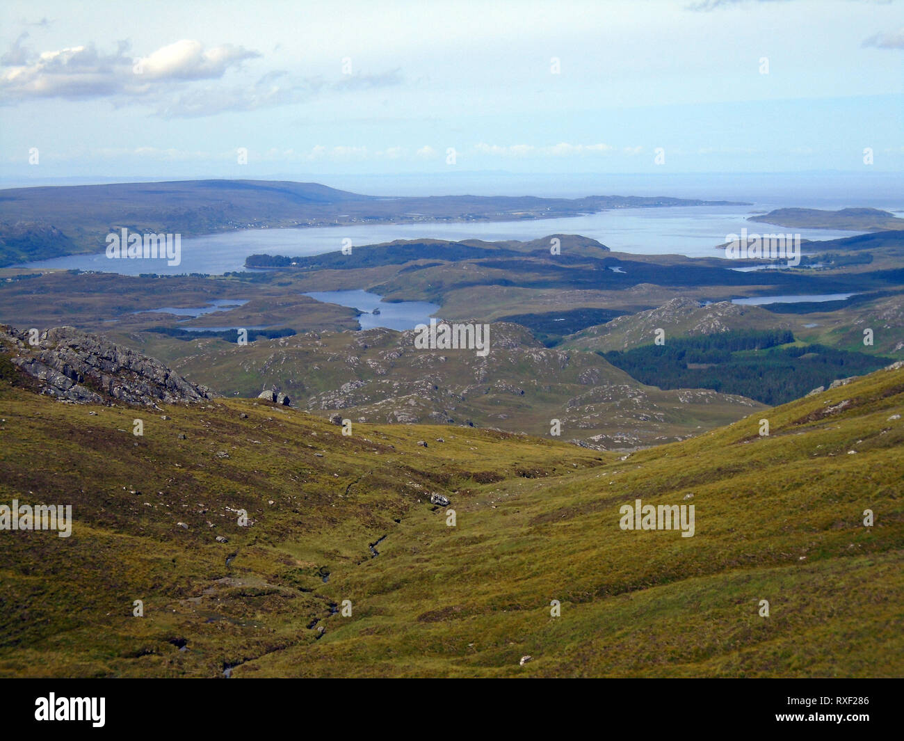 Loch Ewe from the Col Between Spidean nan Clach & Meall Chnaimhean to the Scottish Mountain Corbett Beinn Airigh Charr, North West Highlands, Scotland Stock Photo