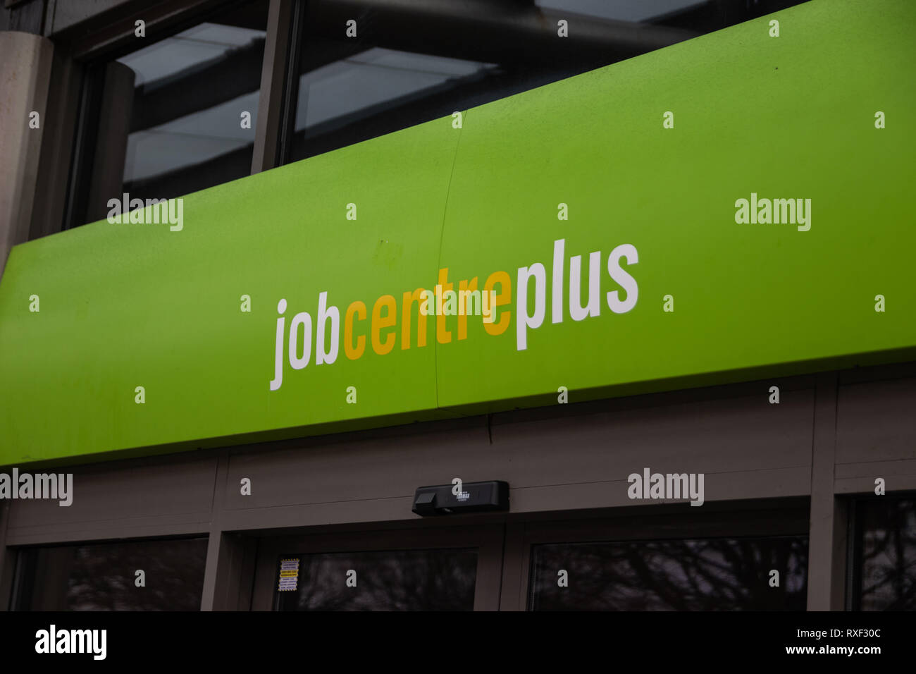 Jobcentre Plus Sign Stock Photo