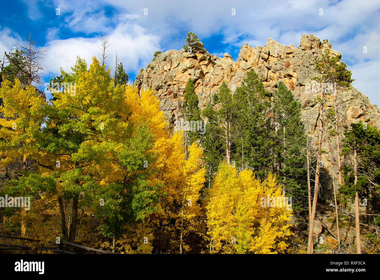 Hiking to Emerald Lake in Rocky Mountain National Park, CO Stock Photo