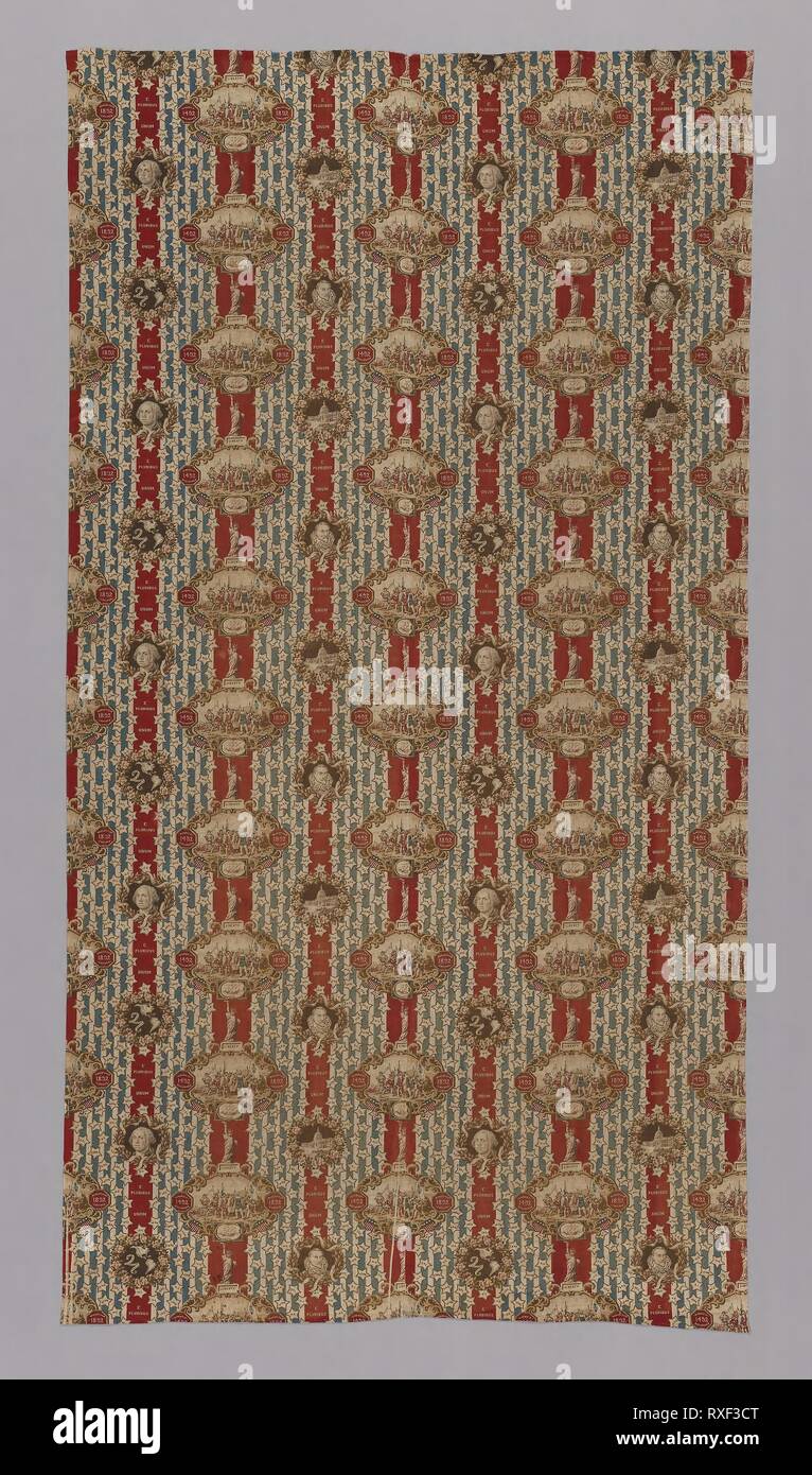 Panel (Furnishing Fabric). United States. Date: 1892-1893. Dimensions: 236 x 127.9 cm (92 7/8 x 50 3/8 in.). Cotton, plain weave; roller printed; two loom widths pieced. Origin: United States. Museum: The Chicago Art Institute. Stock Photo