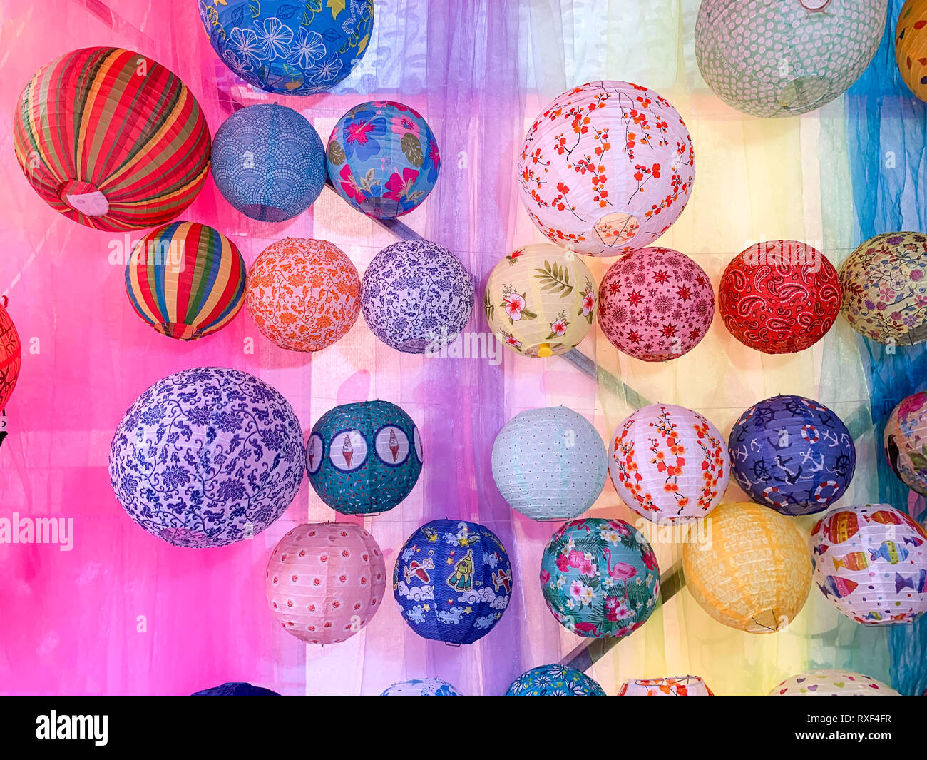 Traditional colorful sphere paper lanterns for sale,Fuzhou,Fujian,China