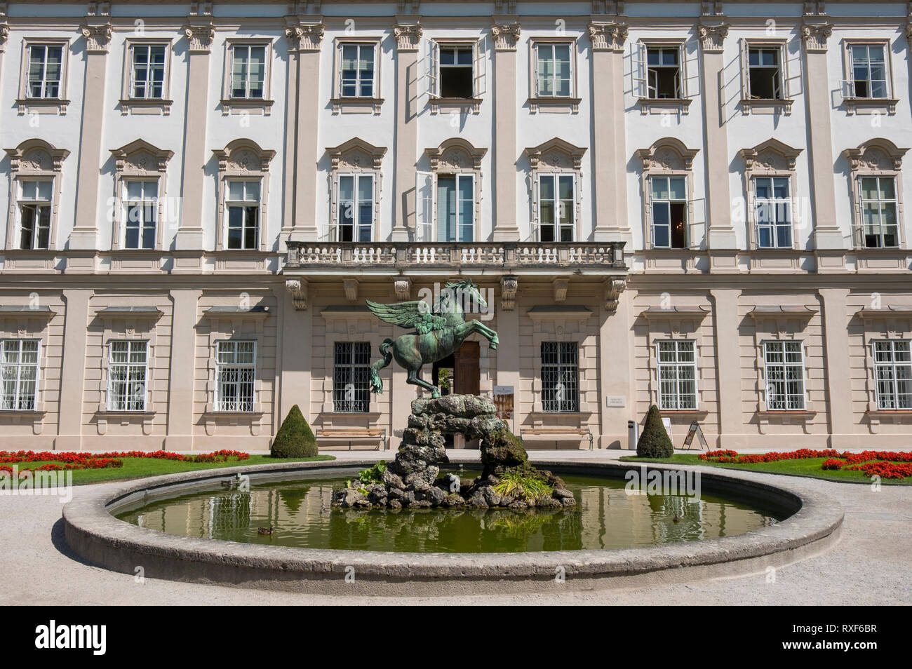 The Pegasus Fountain at the Mirabell Palace in Salzburg. Austria, Europe. Stock Photo