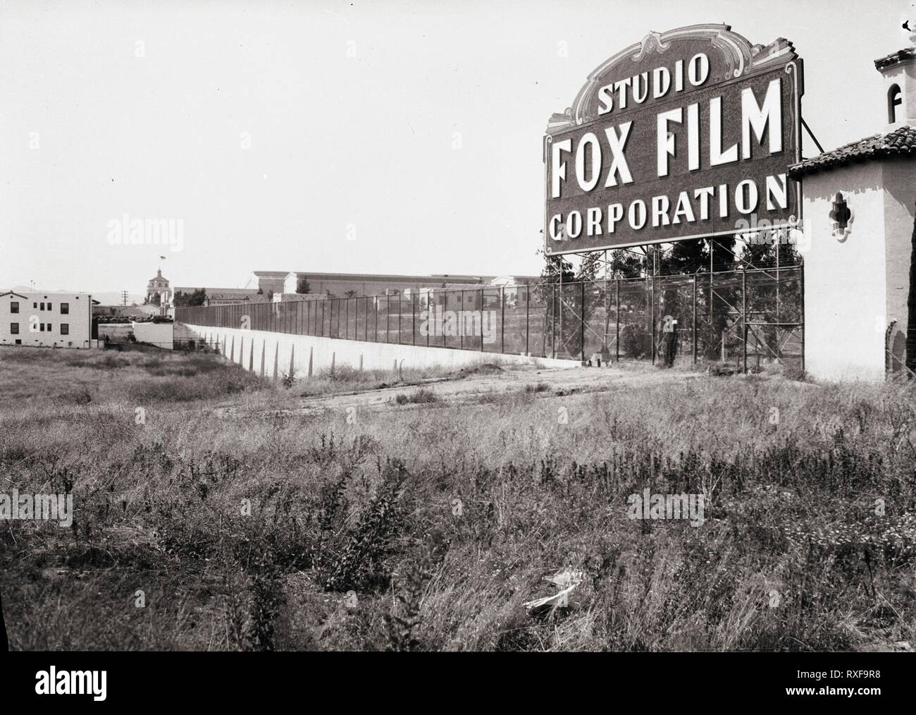 Fox Film Corporation Studio Sign, Hollywood, California, 1931 Stock
