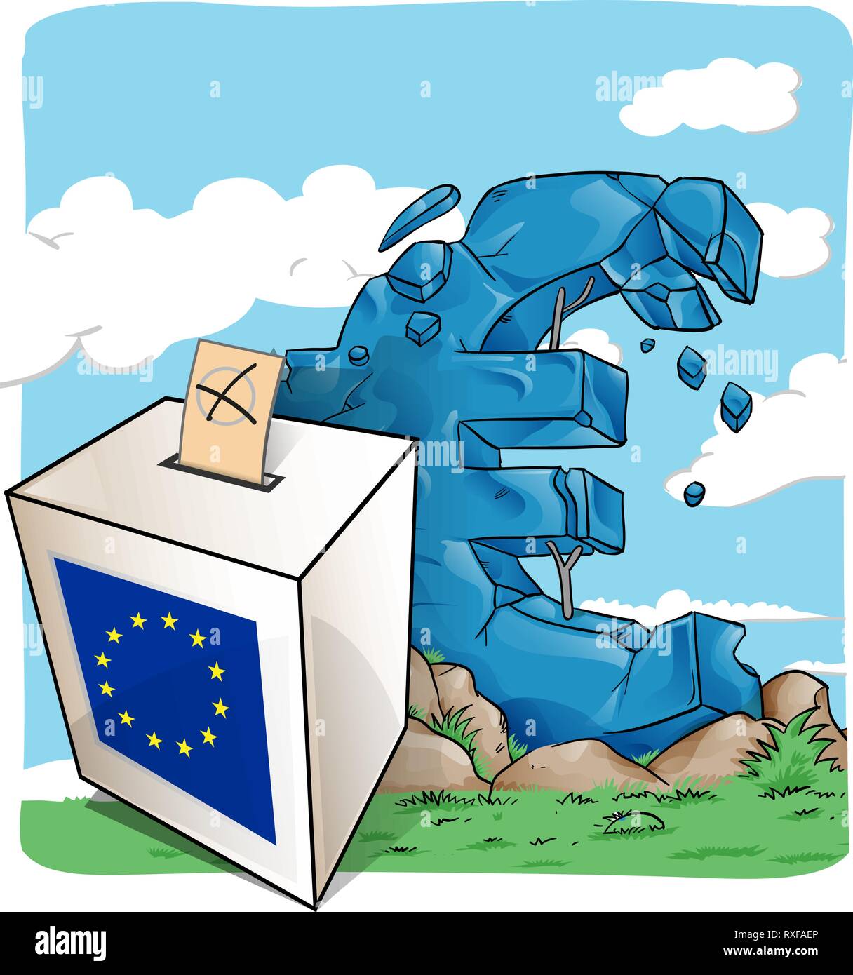 illustration of a ballot box on  euro symbol background Stock Vector