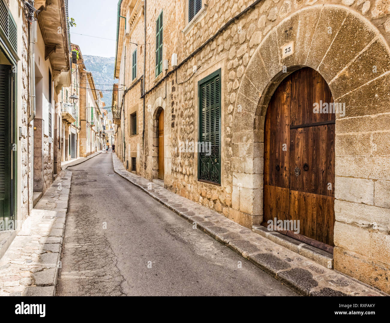 Old city of Sóller in Spain Mallorca Stock Photo