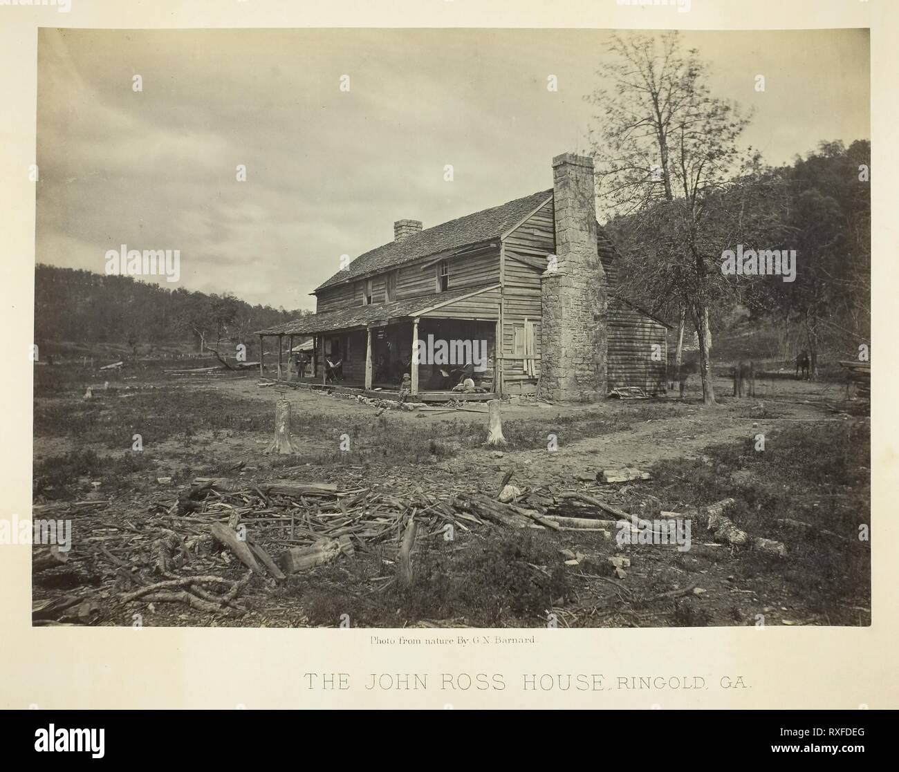 The John Ross House, Ringold, GA. George N. Barnard; American, 1819-1902. Date: 1866. Dimensions: 25.6 x 35.9 cm (image/paper); 41 x 50.8 cm (album page). Albumen print, plate 16 from the album 'Photographic Views of the Sherman Campaign' (1866). Origin: United States. Museum: The Chicago Art Institute. Stock Photo