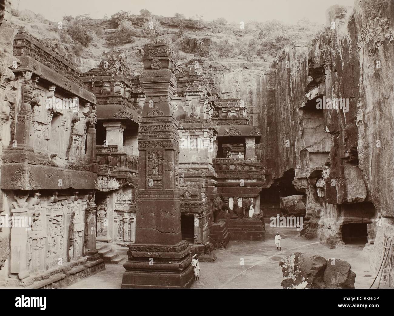 Khalias Rock-Hewn Temple, Ellora. Raja Deen Dayal; Indian, 1844-1905. Date: 1885-1895. Dimensions: 21 x 28.9 cm (image/paper). Gelatin silver print. Origin: India. Museum: The Chicago Art Institute. Stock Photo