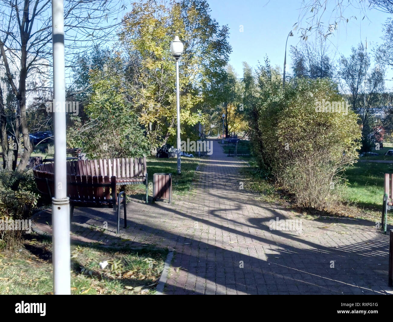 Autumn in city park at dry sunny day Stock Photo - Alamy