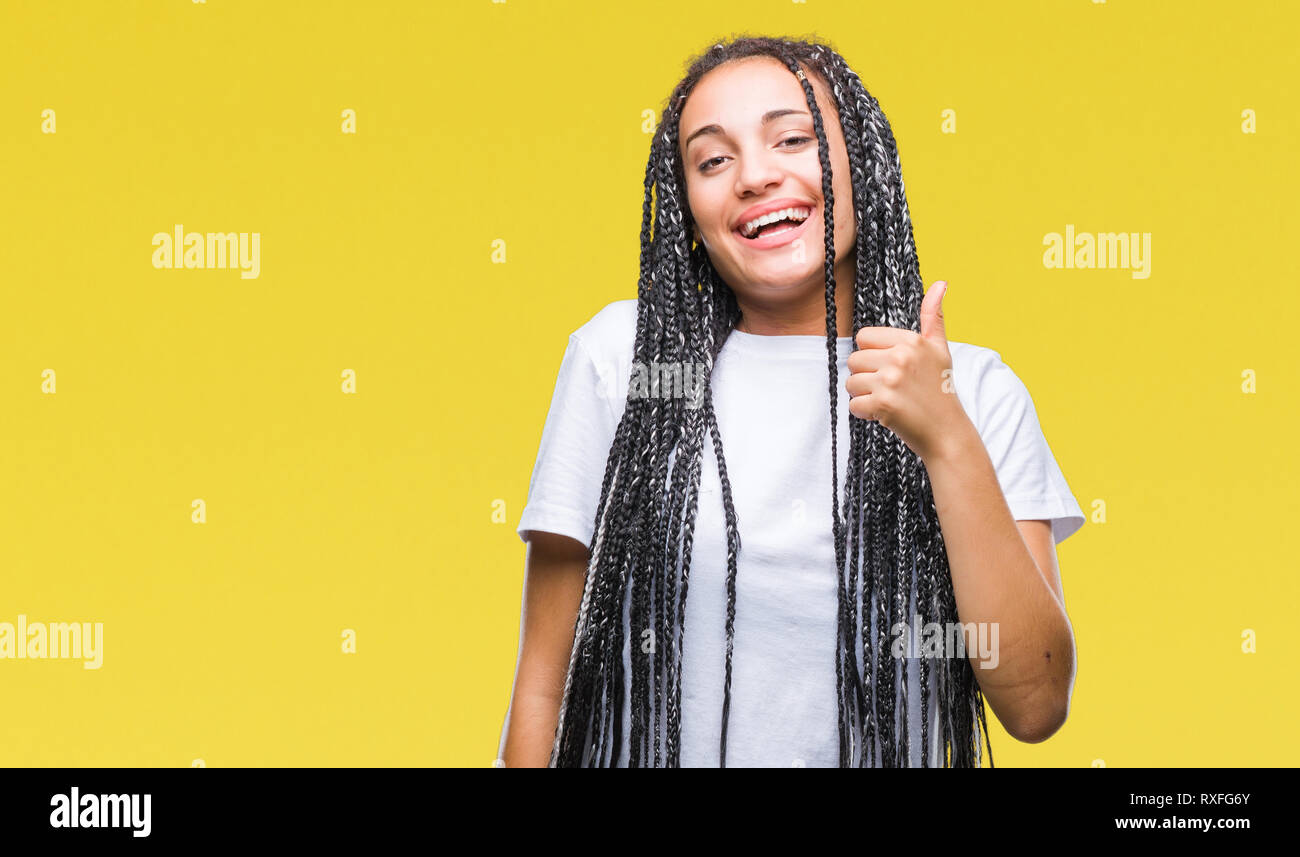 Young Braided Hair African American Girl Over Isolated Background