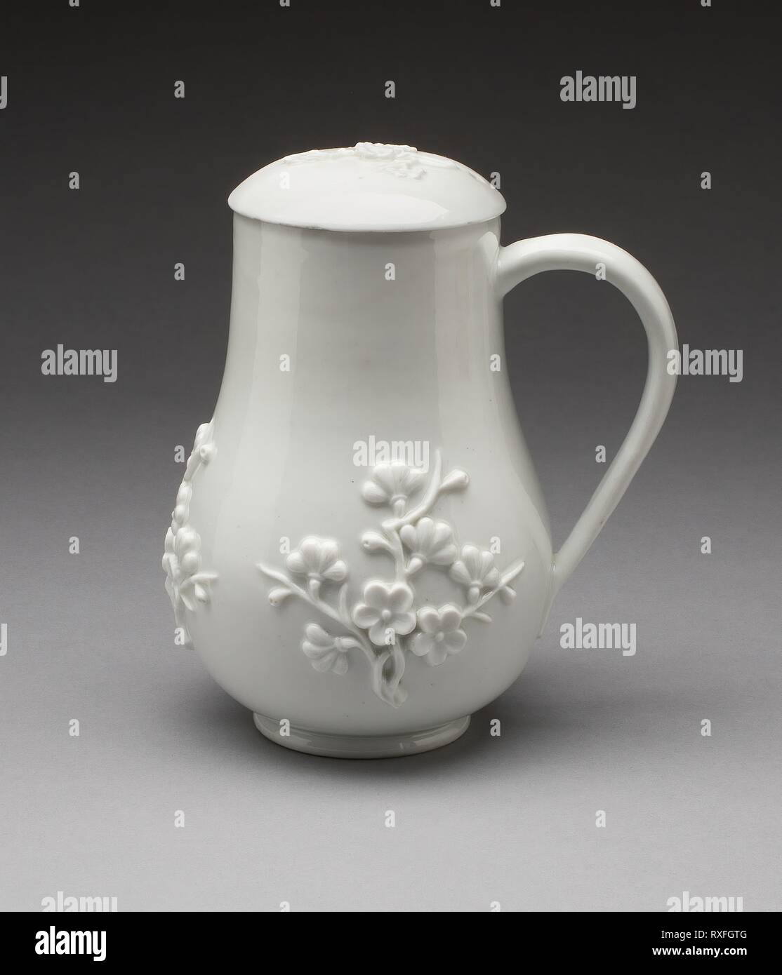 Milk Jug with Cover. Meissen Porcelain Manufactory; German, founded 1710. Date: 1730-1740. Dimensions: 17.8 x 14.6 cm (7 x 5 3/4 in.). Hard-paste porcelain. Origin: Meissen. Museum: The Chicago Art Institute. Stock Photo