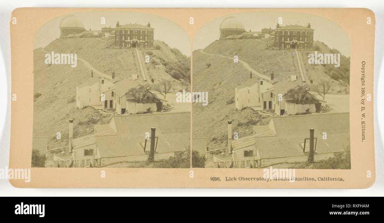 Lick Observatory, Mount Hamilton, California. B. W. Kilburn; American, 1827-1909. Date: 1895. Dimensions: 7.7 x 7.6 cm (each image); 8.8 x 17.7 cm (card). Albumen silver print, stereo. Origin: United States. Museum: The Chicago Art Institute. Author: BENJAMIN WEST KILBURN. Stock Photo