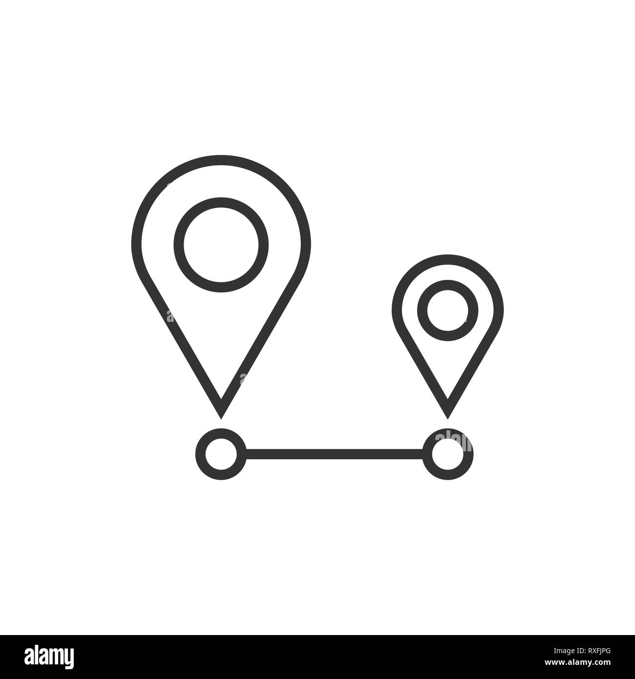 Distance pin icon in flat style. Gps navigation vector illustration on