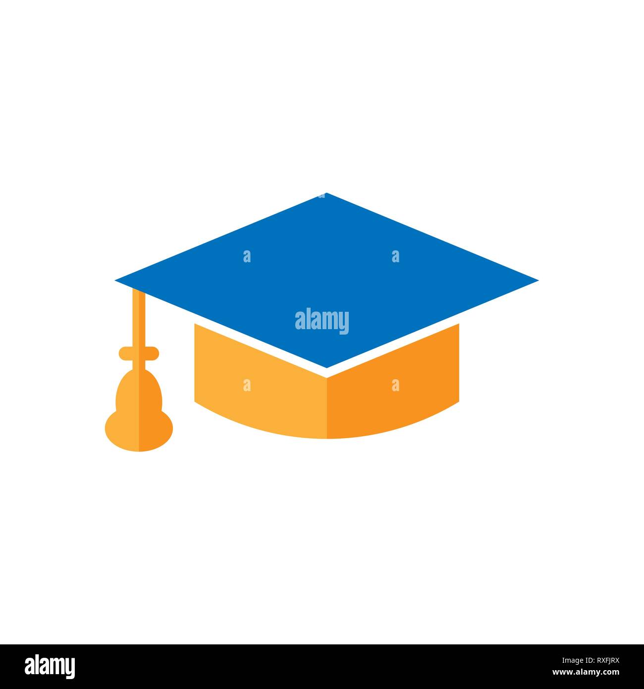 Graduation cap icon in flat style. Education hat vector illustration on ...