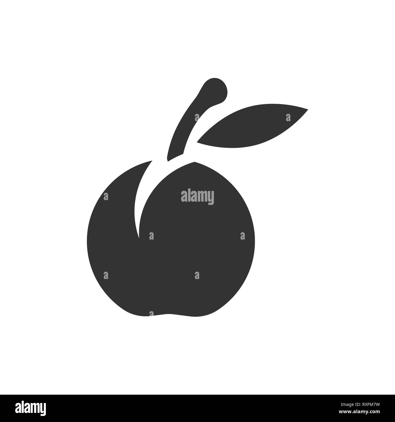 Apricot fruit icon in flat style. Peach dessert vector illustration on ...