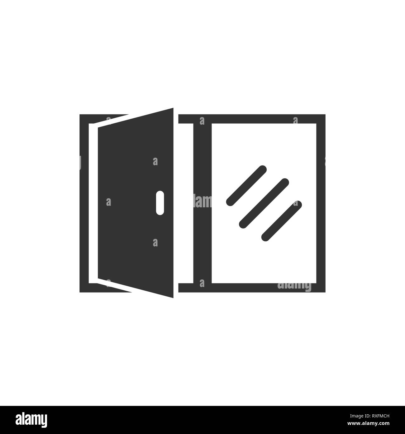 Window icon in flat style. Exterior frame vector illustration on white ...