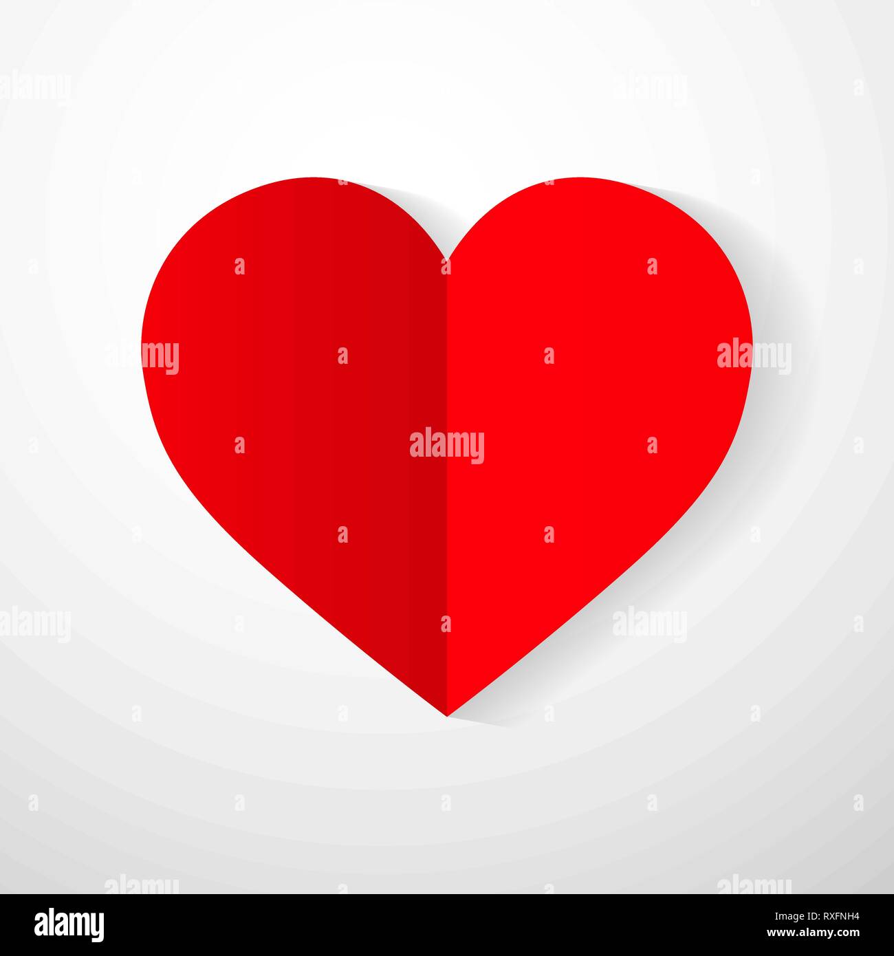 Red origami paper heart isolated on white background. Vector illustration Stock Vector Image