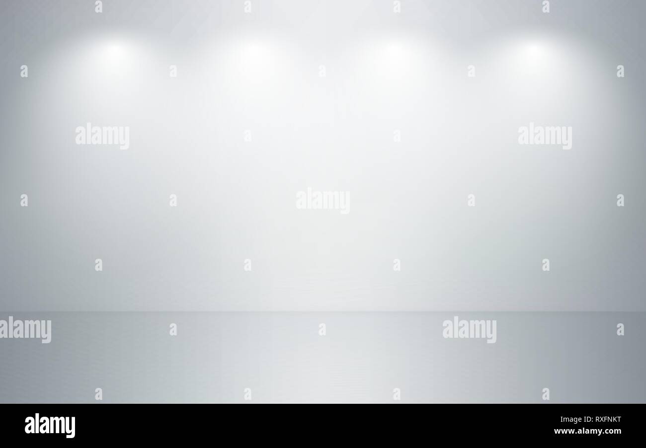 Empty studio room interior. White wall and floor background. Clean ...