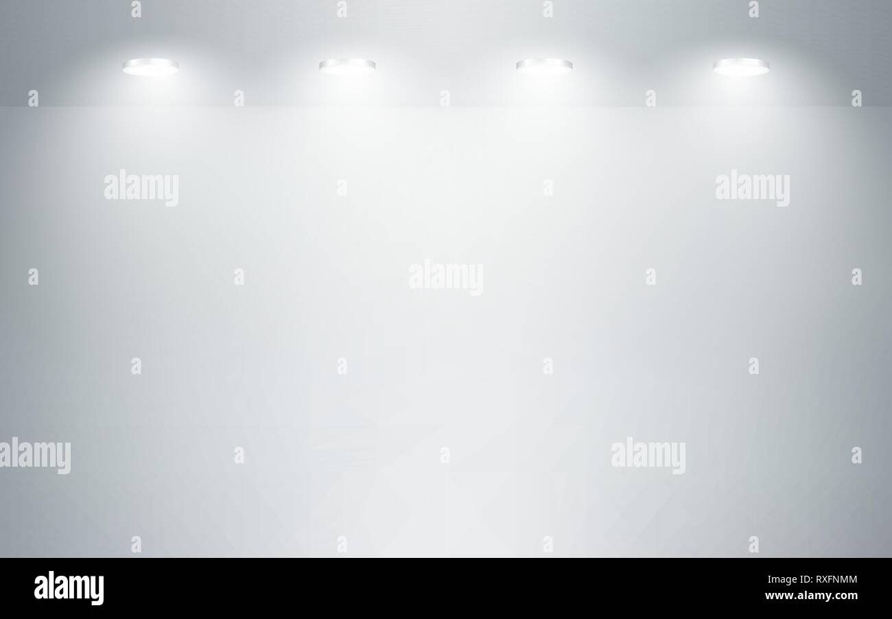 Empty studio room interior. White wall and floor background. Clean ...