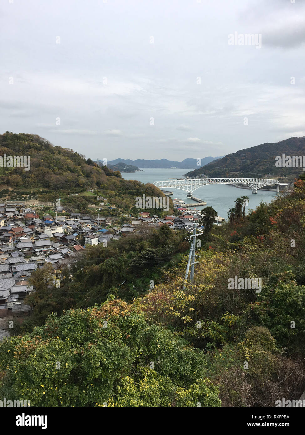 Toyoshima, Japan - December 12, 2016: Toyoshima island view from the cementery in Hiroshima, Japan Stock Photo