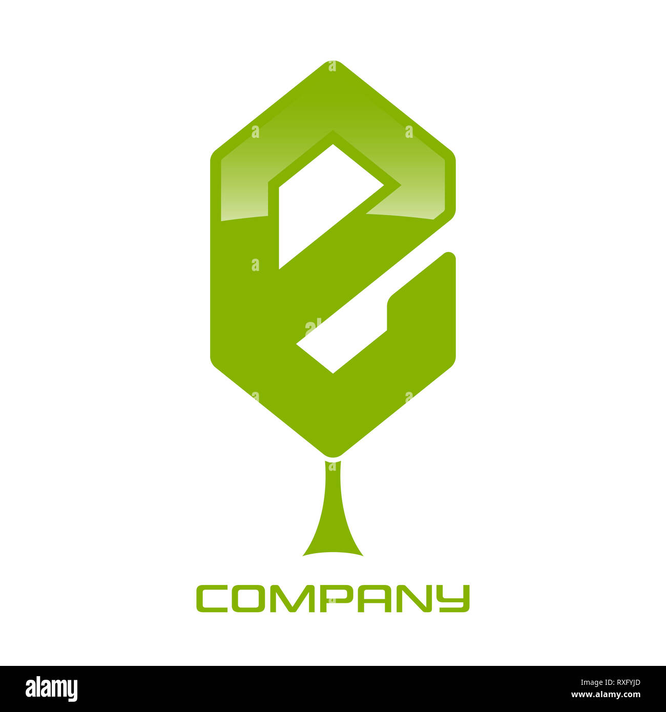 Green leaf and letter E logo Stock Photo - Alamy