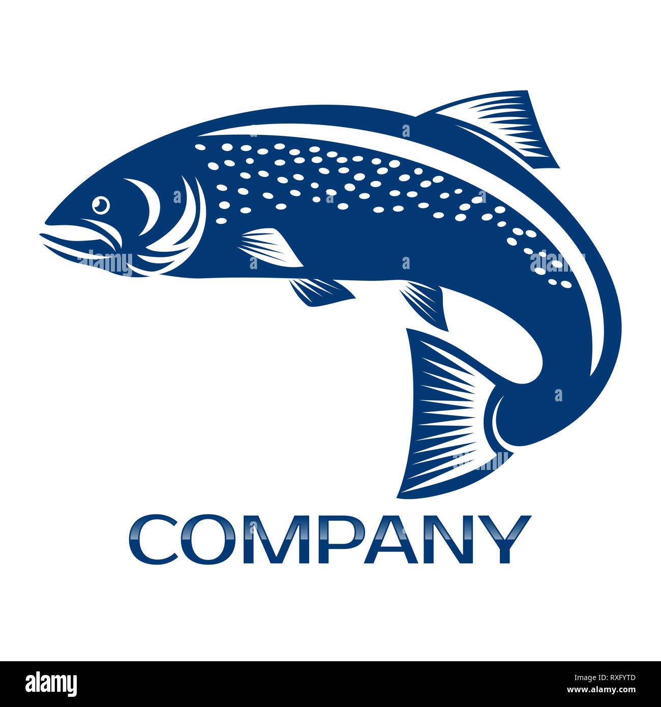 Salmon fish and fishing logo Stock Photo - Alamy