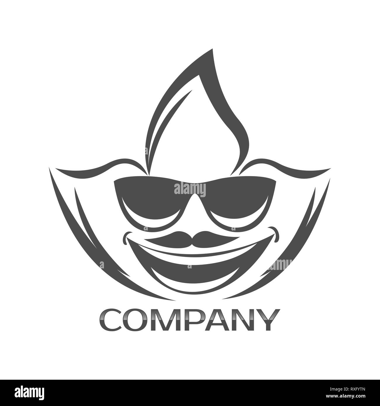 Cannabis leaf and man's face logo Stock Photo