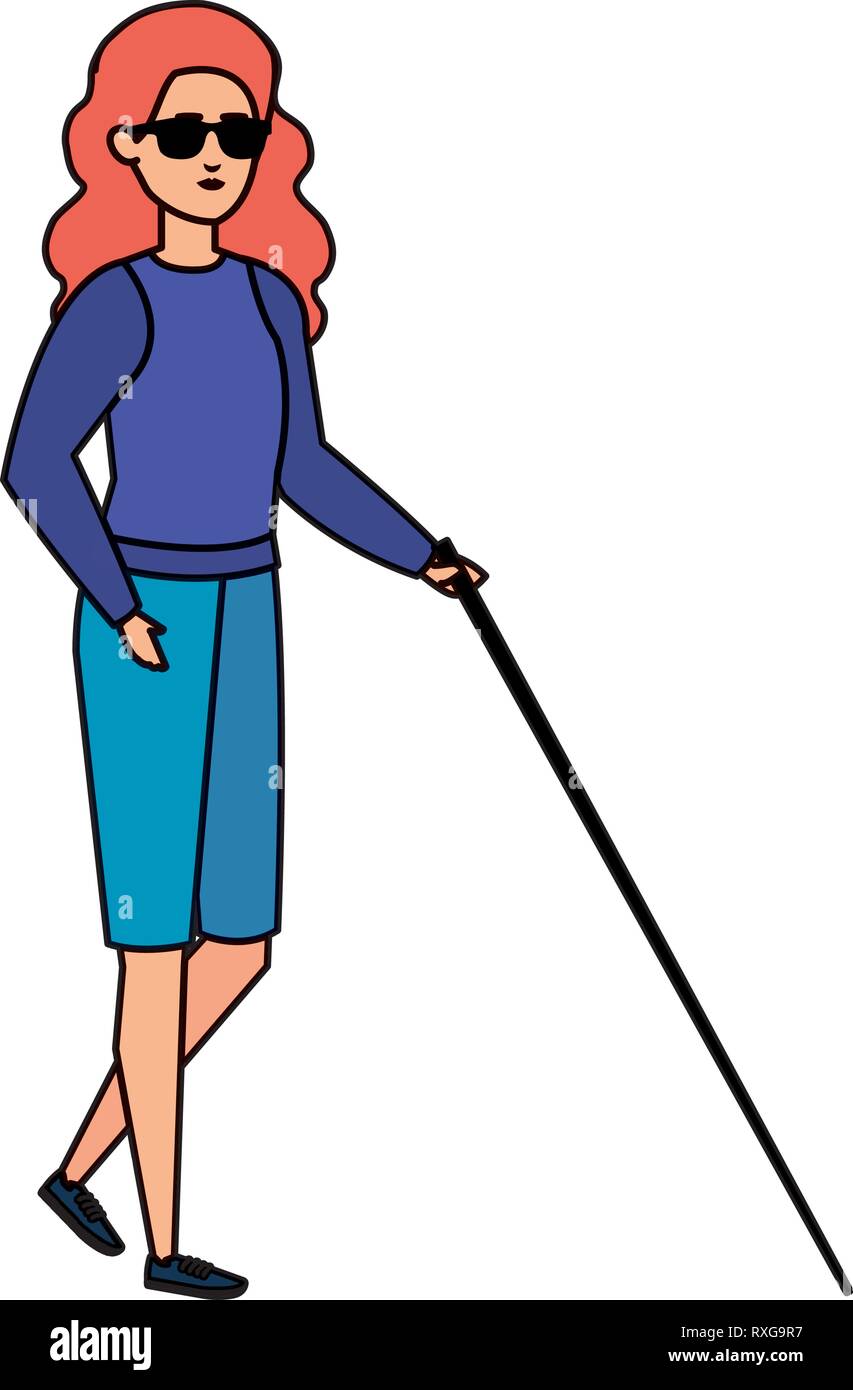 Blind woman with walking stick stock vector image  art  alamy Blind woman with walking stick stock vector image  art  alamy