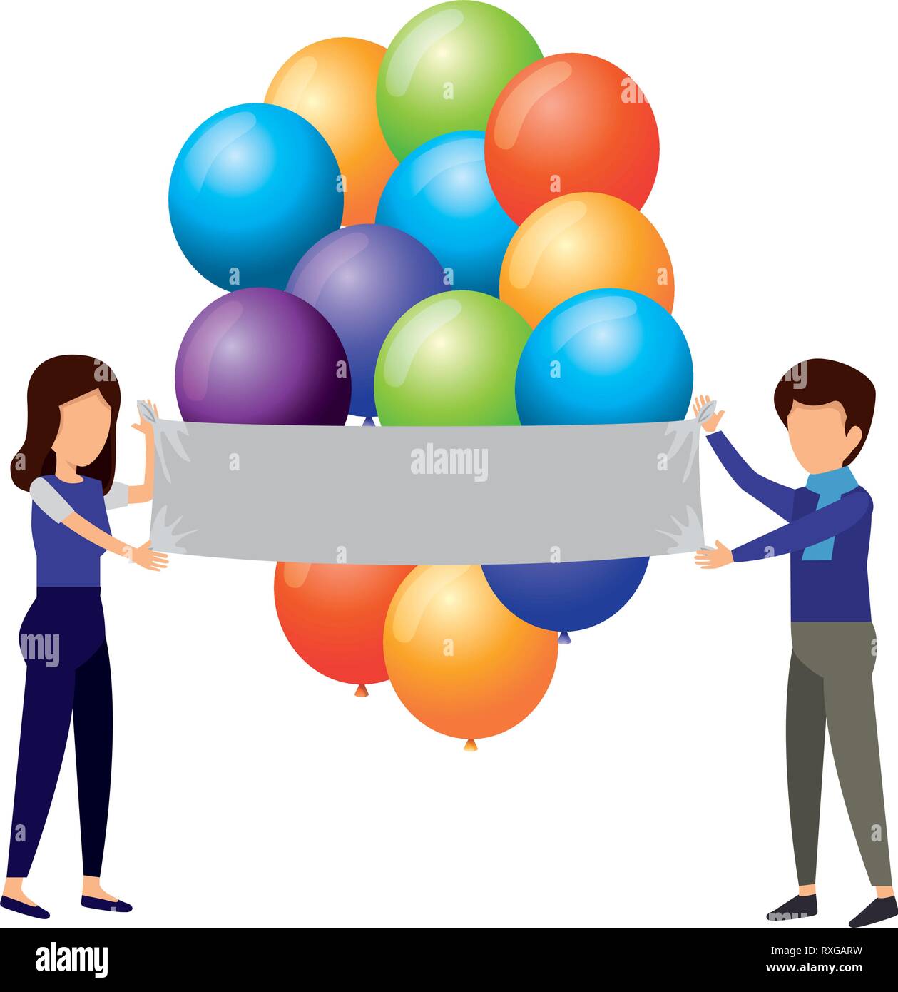 couple with balloons helium floating Stock Vector Image & Art - Alamy
