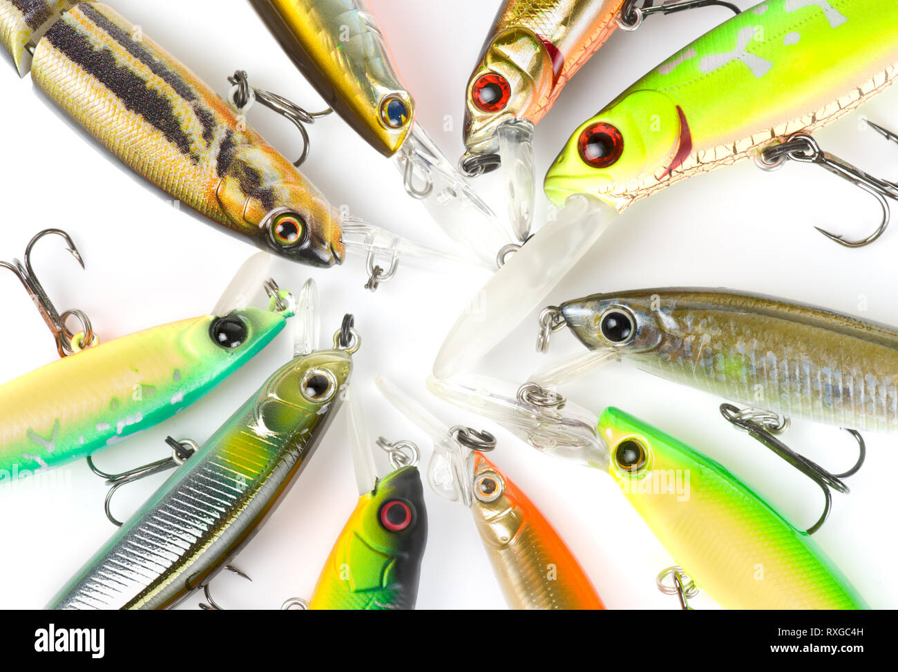 Plastic fishing lures, extreme close-up 100/2.8 Macro lens used Stock Photo