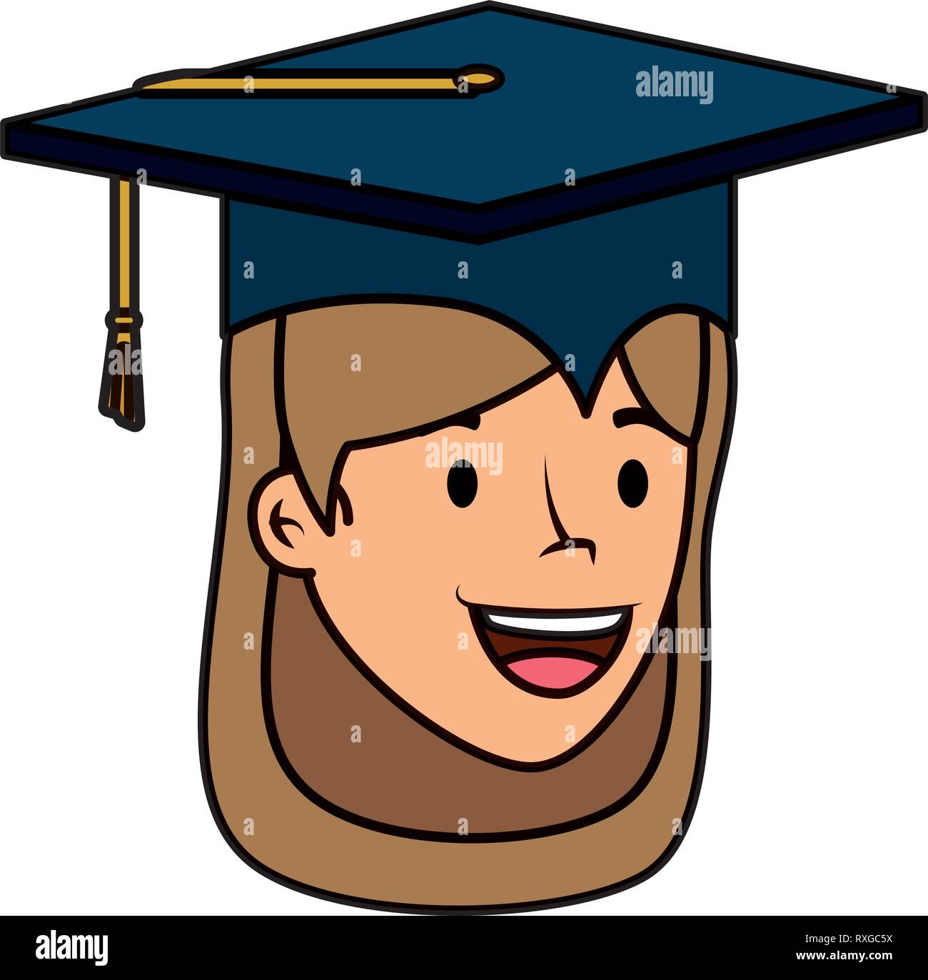 young student graduated girl head character Stock Vector Image & Art ...