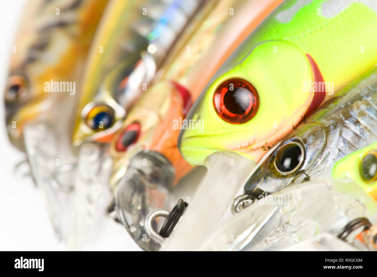 Plastic fishing lures, extreme close-up 100/2.8 Macro lens used Stock Photo