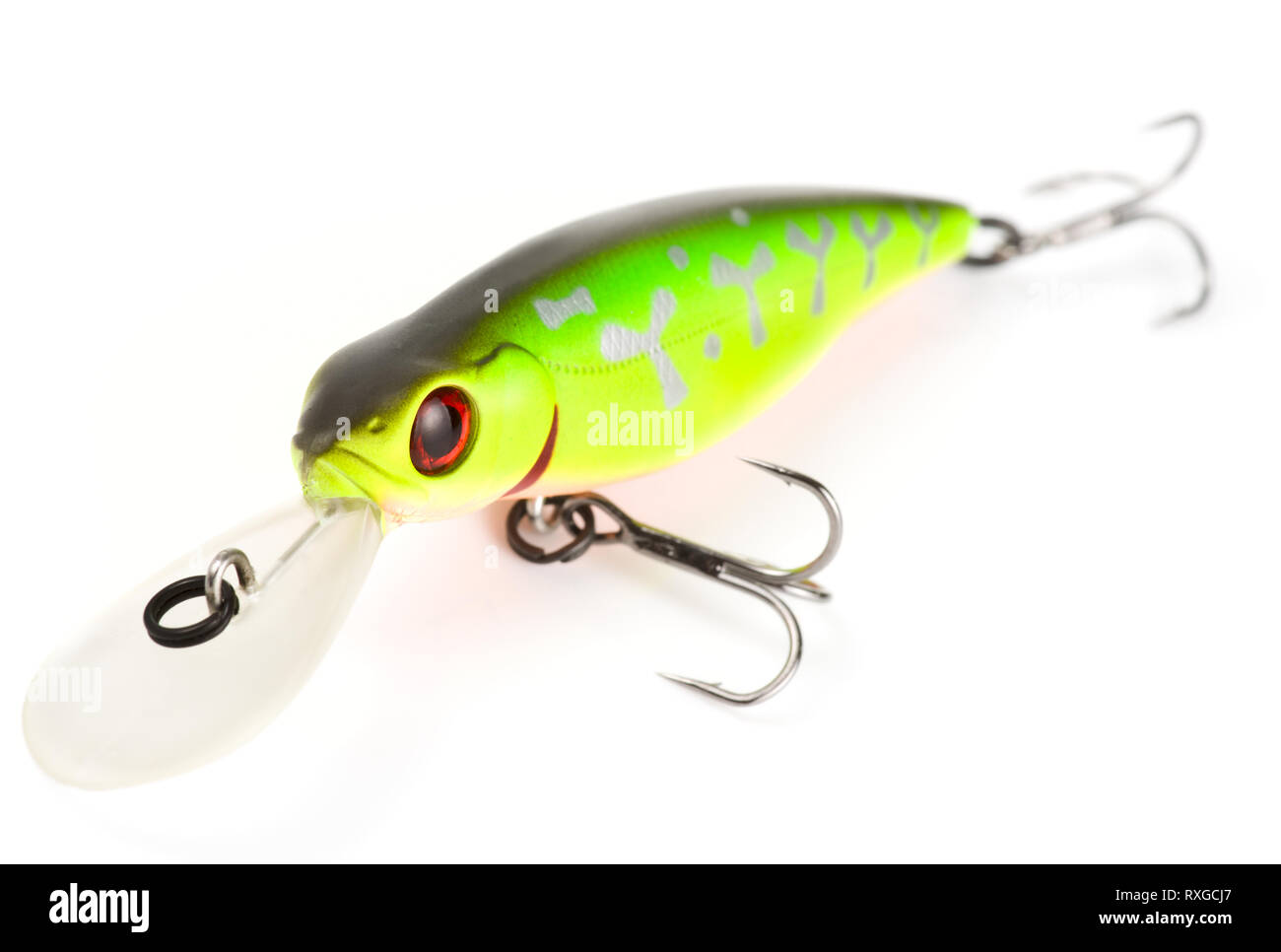 Plastic fishing lure (wobbler) isolated on white with soft shadow Stock Photo