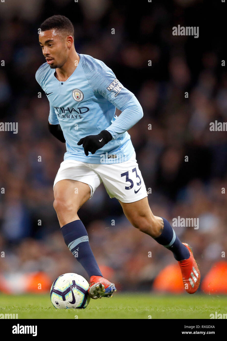 Manchester City's Gabriel Jesus during the Premier League match at the Etihad Stadium, Manchester. Stock Photo