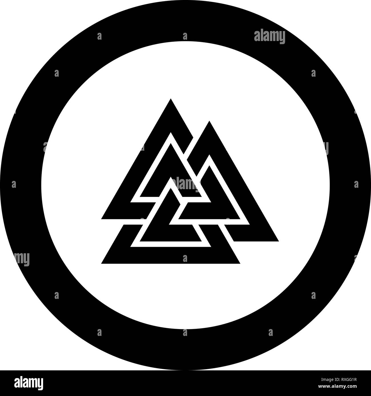 Valknut sign symblol icon black color vector in circle round illustration flat style simple image Stock Vector