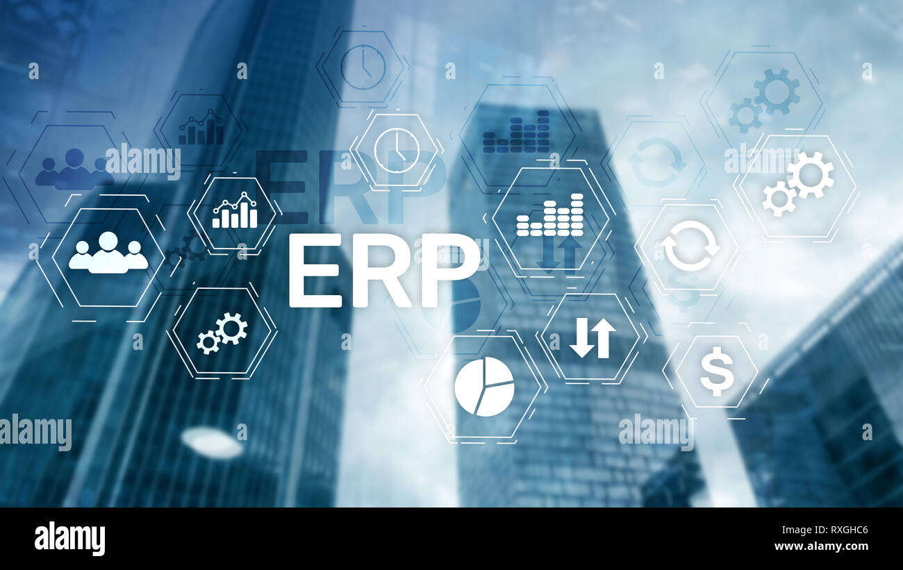 ERP system, Enterprise resource planning on blurred background ...