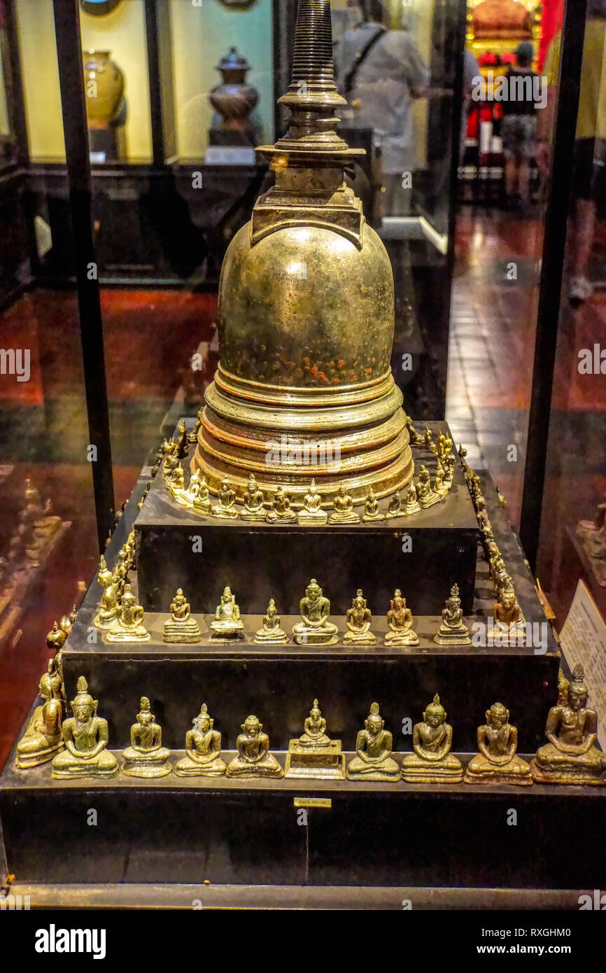 National Museum Colombo, Sri Lanka. Many sitting Buddha statues