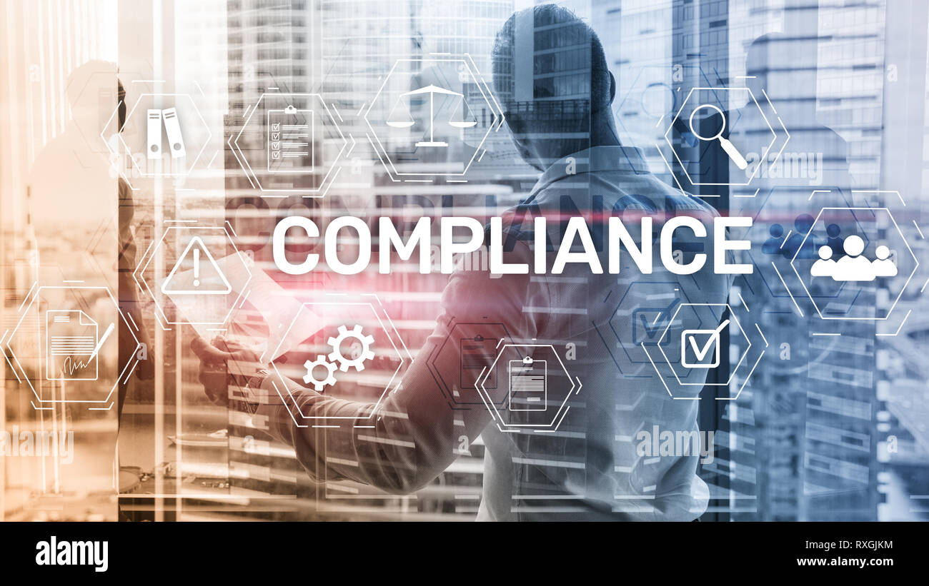 Compliance diagram with icons. Business concept on abstract background ...