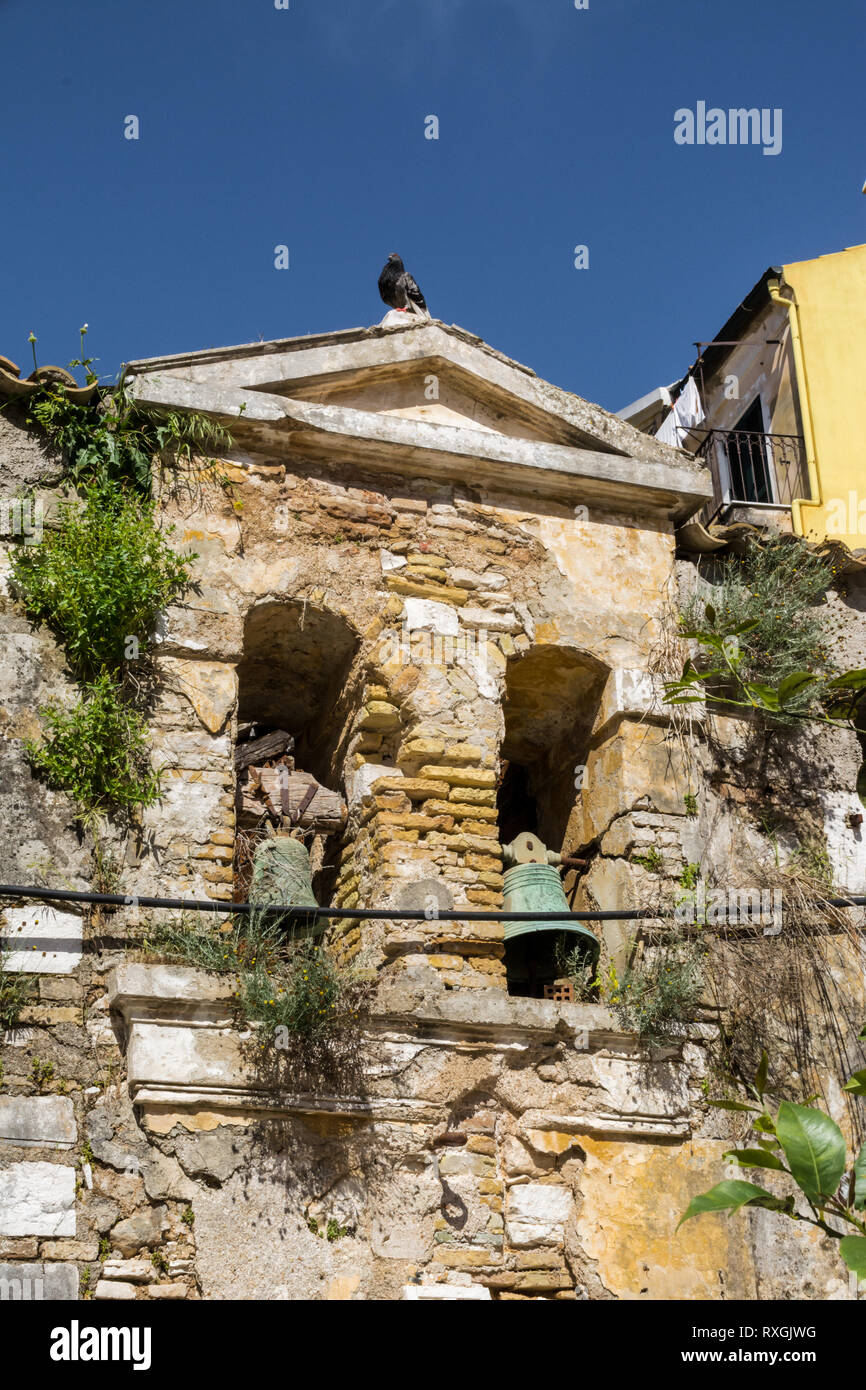 ancient bell in Corfu Street Stock Photo