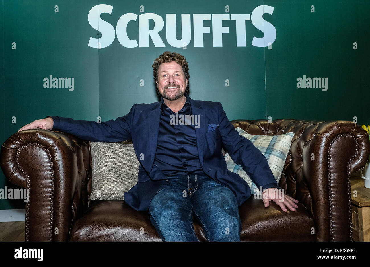 Birmingham, UK. 9th March 2019.  Crufts Dog Show....Singer Michael Ball priorto taking up his role as chief judge for Scruffs competition, the best cross breed dog, at this years Crufts Dog Show.. Credit: charlie bryan/Alamy Live News Stock Photo