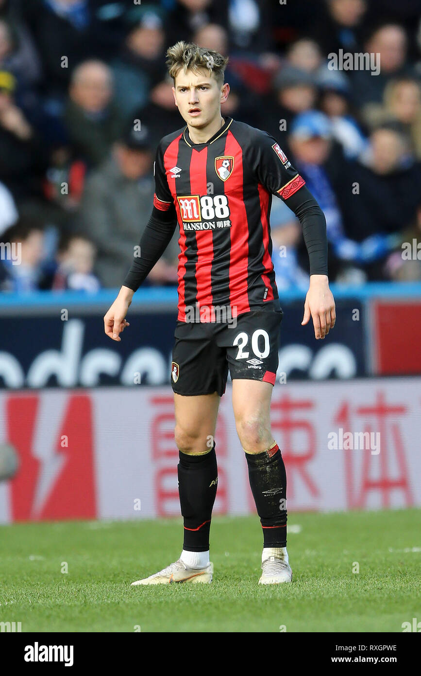 Huddersfield, UK. 9th March 2019. David Brooks of Bournemouth looks on.  Premier League match, Huddersfield Town v AFC Bournemouth at the John  Smith's Stadium in Huddersfield on Saturday 9th March 2019. this
