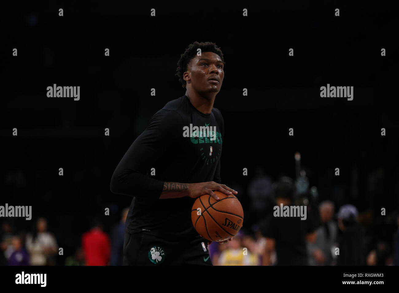 Boston Celtics center Robert Williams III #44 during the Boston Celtics vs Los Angeles Lakers game at Staples Center in Los Angeles, CA on March 09, 2019. (Photo by Jevone Moore) Stock Photo