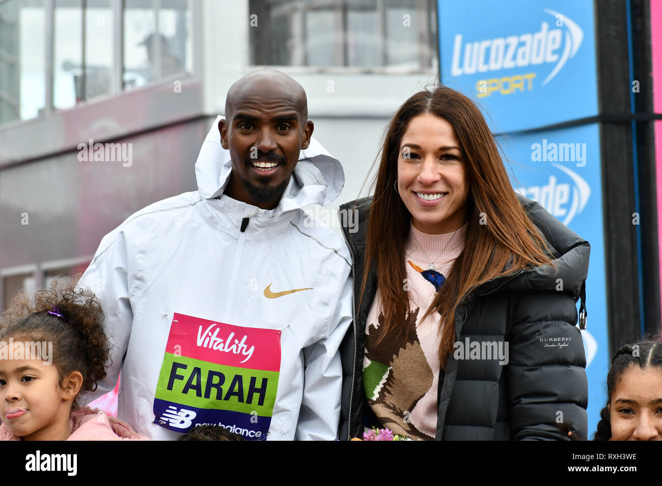 London, UK. 10th Mar 2019. Mo Farah with wife Tania at The Vitality Big ...